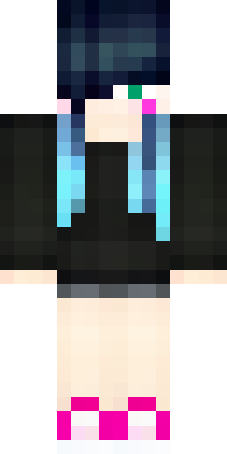 A 23-year-old anime girl. Half-white, half-black medium-length bob… Скин Майнкрафт: A 23-year-old anime girl. Half-white, half-black medium-length bob…