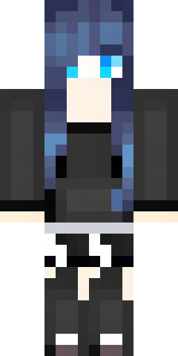Скин Майнкрафт: A beautiful girl with long black hair and blue eyes, wearing casual…