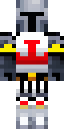 Скин Майнкрафт: A black knight with white inserts on his shoulders and knees, a hel…