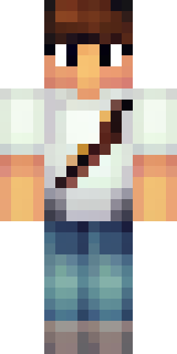 A boy with brown hair, wearing a white T-shirt with a pickaxe desig… Скин Майнкрафт: A boy with brown hair, wearing a white T-shirt with a pickaxe desig…