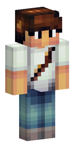 A boy with brown hair, wearing a white T-shirt with a pickaxe design on the chest and… Скин Майнкрафт: A boy with brown hair, wearing a white T-shirt with a pickaxe design on the chest and…