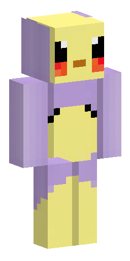 A cute Pikachu-like character wrapped tightly in a purple hooded bl… Скин Майнкрафт: A cute Pikachu-like character wrapped tightly in a purple hooded bl…