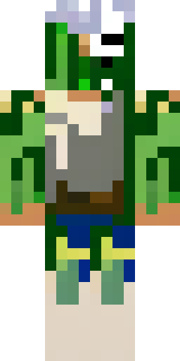 Скин Майнкрафт: A forest sorcerer in dark green robes with a bone mask and horns, m…