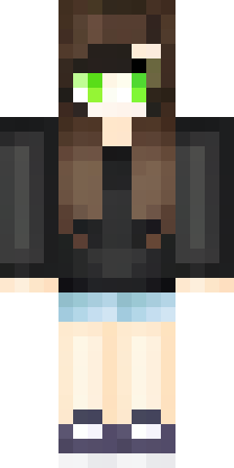 Скин Майнкрафт: a girl with black hair that curls slightly at the ends, and brown-g…