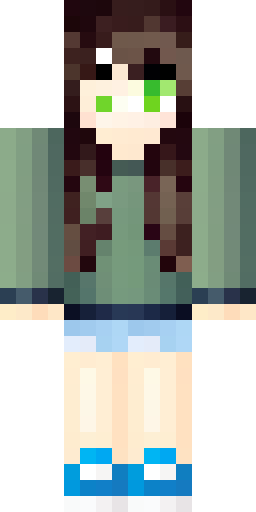 Скин Майнкрафт: a girl with black hair that curls slightly at the ends, and brown-g…