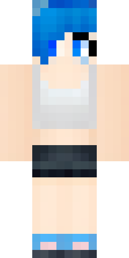 A girl with short blue hair and bangs to the side, in a black holey… Скин Майнкрафт: A girl with short blue hair and bangs to the side, in a black holey…