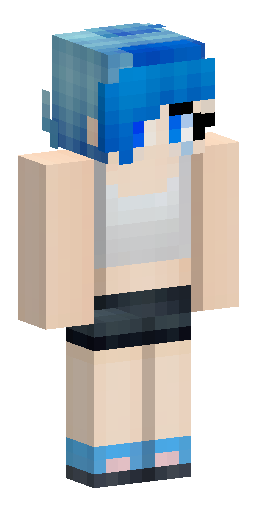 A girl with short blue hair and bangs to the side, in a black holey blouse, on her left… Скин Майнкрафт: A girl with short blue hair and bangs to the side, in a black holey blouse, on her left…