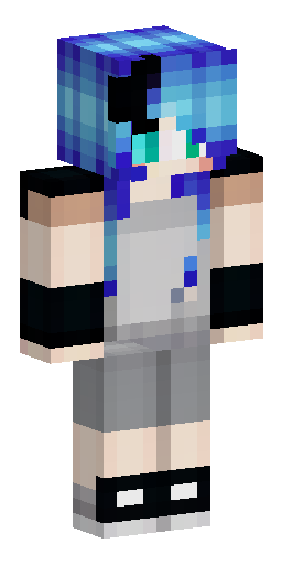 A girl with short blue hair and bangs to the side, in a black holey… Скин Майнкрафт: A girl with short blue hair and bangs to the side, in a black holey…