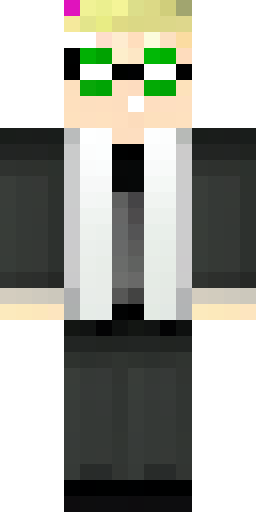 Скин Майнкрафт: A man with light-colored hair, green eyes, gold-rimmed glasses, a b…