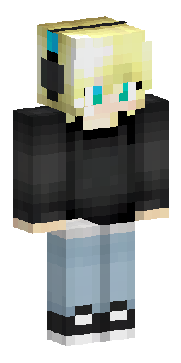Скин Майнкрафт: A Minecraft character wearing a black sweater, a long black and pur…