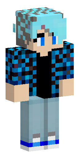 A Minecraft skin of a boy with messy grey-purple hair and light blue eyes, but with dark… Скин Майнкрафт: A Minecraft skin of a boy with messy grey-purple hair and light blue eyes, but with dark…