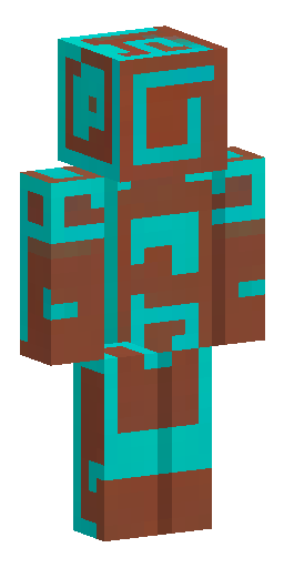 A Minecraft skin of a classic Copper Golem, made of oxidized and verdigris copper… Скин Майнкрафт: A Minecraft skin of a classic Copper Golem, made of oxidized and verdigris copper…