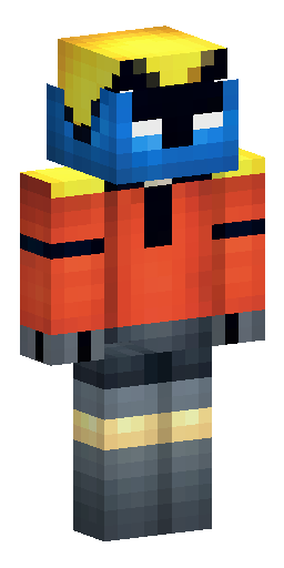 Скин Майнкрафт: A Minecraft skin of a stylized cartoon character. Yellow skin, wear…