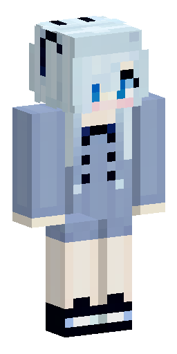 Anime girl with long, fluffy light-blue hair, golden eyes and pale skin. Wearing a short… Скин Майнкрафт: Anime girl with long, fluffy light-blue hair, golden eyes and pale skin. Wearing a short…