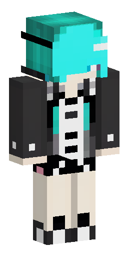 Скин Майнкрафт: anime maid, teal hair, whale fin hairstyle, white headband, black w…