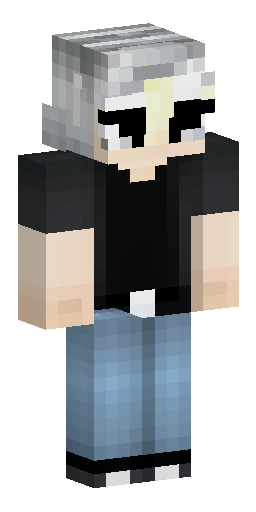 Ash-grey hair, pale skin tone, wearing a solid black shirt, silver… Скин Майнкрафт: Ash-grey hair, pale skin tone, wearing a solid black shirt, silver…