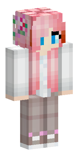 Скин Майнкрафт: Beautiful girl with long pastel-pink hair and soft pink eyes. White…