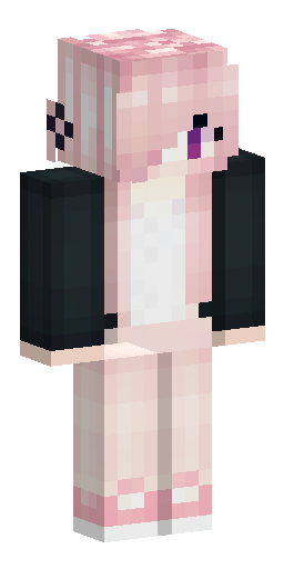 Скин Майнкрафт: Beautiful girl with long pastel-pink hair and pink eyes. Wearing a…