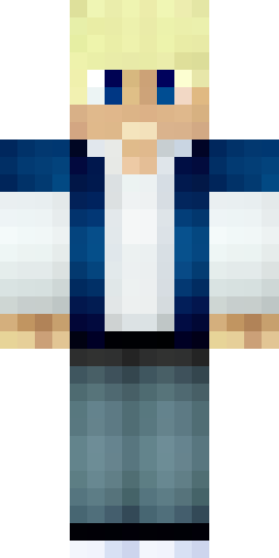 Скин Майнкрафт: blonde guy in white shirt with blue jacket, black pants with white…