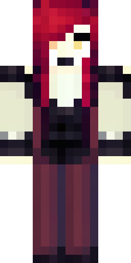 Скин Майнкрафт: blood-red hair, brown horns. vampire attire in shades of red.