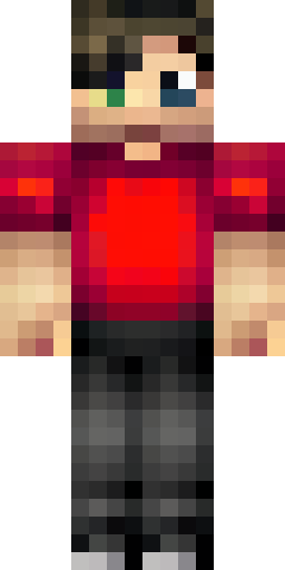 Скин Майнкрафт: Create a Minecraft character skin featuring a red T-shirt and black…