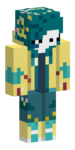 Create a Minecraft skin based on this character design. A slim humanoid character with… Скин Майнкрафт: Create a Minecraft skin based on this character design. A slim humanoid character with…