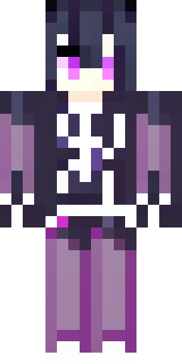 Dark purple skin color, long messy black hair, glowing white eyes,… Скин Майнкрафт: Dark purple skin color, long messy black hair, glowing white eyes,…