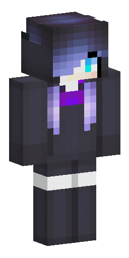 Скин Майнкрафт: Girl Minecraft skin, pale skin, black hime hair, cat ears, lilac ey…