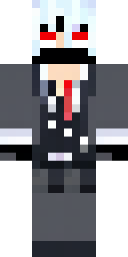 Скин Майнкрафт: Hajime Nagumo from Arifureta, white hair, glowing red eye, black ey…