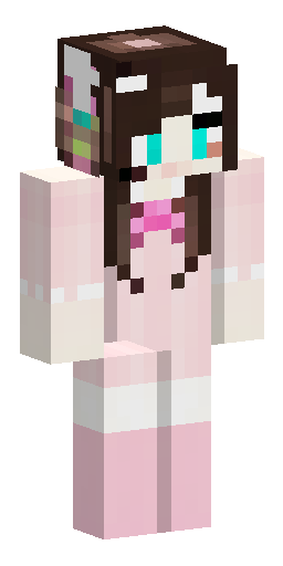 Кawaii Minecraft-скин: длинные каштановые волосы, розовые кошачьи н… Скин Майнкрафт: Кawaii Minecraft-скин: длинные каштановые волосы, розовые кошачьи н…