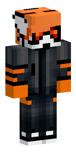 Скин Майнкрафт: Крутой Minecraft-скин Лис-хакер: чёрная худи с оранжевыми деталями…