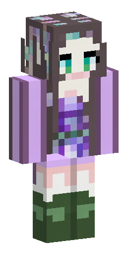 Minecraft 64x64 skin. Beautiful elf girl. Long dark-brown hair with… Скин Майнкрафт: Minecraft 64x64 skin. Beautiful elf girl. Long dark-brown hair with…