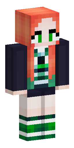 Скин Майнкрафт: Minecraft skin, cute anime girl, long wavy copper-orange hair, gree…