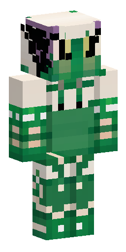 Minecraft skin: dark green pixel hair, two small caterpillar-like green horns on top.… Скин Майнкрафт: Minecraft skin: dark green pixel hair, two small caterpillar-like green horns on top.…