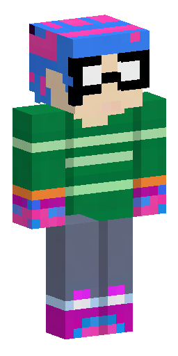 Minecraft skin, human character, messy fluffy blue hair, big dark g… Скин Майнкрафт: Minecraft skin, human character, messy fluffy blue hair, big dark g…