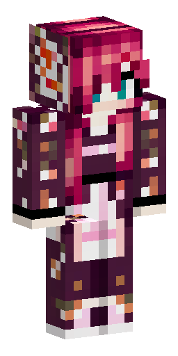Minecraft skin of a cute anime girl, long cherry red hair with stra… Скин Майнкрафт: Minecraft skin of a cute anime girl, long cherry red hair with stra…