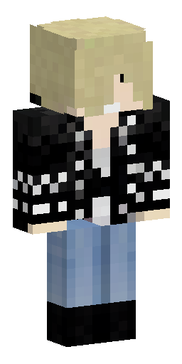Minecraft skin of a male heavy metal rockstar. He has long, voluminous, curly blonde… Скин Майнкрафт: Minecraft skin of a male heavy metal rockstar. He has long, voluminous, curly blonde…