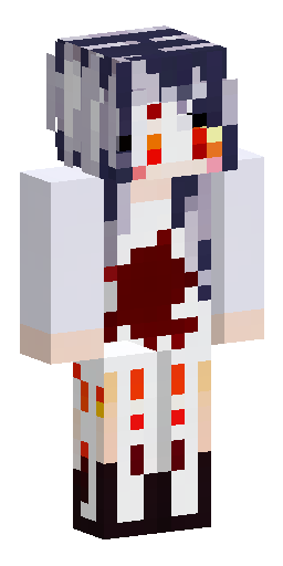 Скин Майнкрафт: Minecraft skin of an autumn horror creepy village girl, pale gray s…