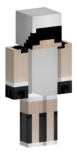 Minimalistic white character with black gloves and and black bandag… Скин Майнкрафт: Minimalistic white character with black gloves and and black bandag…