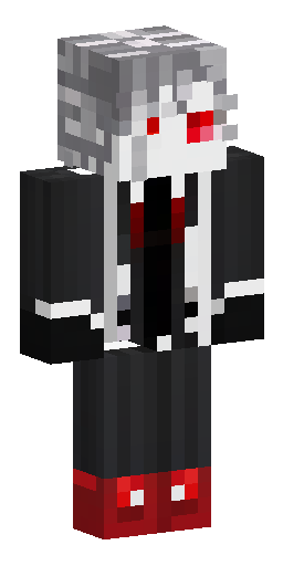 Мужской мрачный Minecraft-скин: растрёпанные чёрные волосы, ярко-кр… Скин Майнкрафт: Мужской мрачный Minecraft-скин: растрёпанные чёрные волосы, ярко-кр…