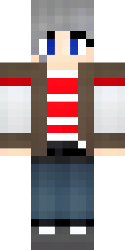 Парень с серыми волосами заплетёнными в хвостик, одет в кожаный пла… Скин Майнкрафт: Парень с серыми волосами заплетёнными в хвостик, одет в кожаный пла…