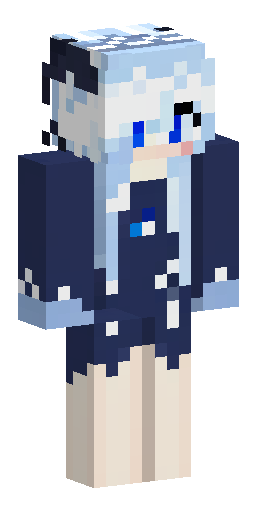 white fox anime girl, long messy white hair, bangs covering eyes, w… Скин Майнкрафт: white fox anime girl, long messy white hair, bangs covering eyes, w…