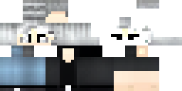 Развёртка скина Майнкрафт: Ash-grey hair, pale skin tone, wearing a solid black shirt, silver…