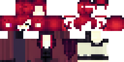 Развёртка скина Майнкрафт: blood-red hair, brown horns. vampire attire in shades of red.