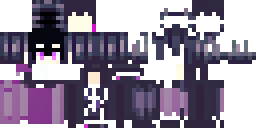 Развёртка скина Майнкрафт: Dark purple skin color, long messy black hair, glowing white eyes…