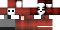 Развёртка скина Майнкрафт: A red hoodie with the hood pulled up over the head. A white mask on…