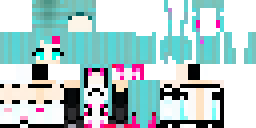 Развёртка скина Майнкрафт: Minecraft skin, Hatsune Miku, anime cyborg girl, giant long twin…